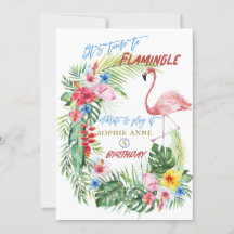 Luau Tropical Floral Flamingo Pool Girl
