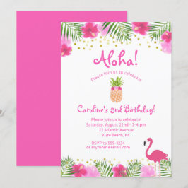 Luau Tropical Floral Girl 3. Geburtstag Invit Einladung