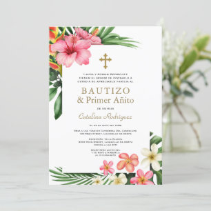 Luau Tropical Garden Spanischer 1. Geburtstag Tauf Einladung