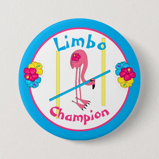 Luau Tropical Party Flamingo Limbo Champion 3"  Button (Vorderseite)