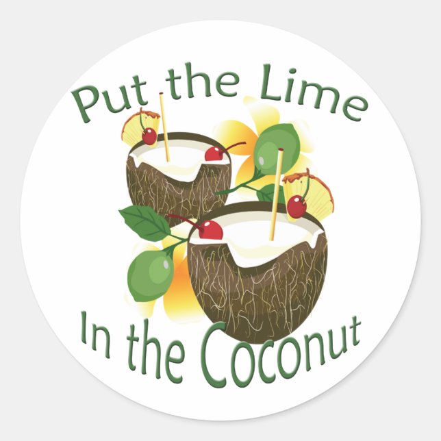 Luau Tropical Party Funny Coconut Drink Sticker (Vorderseite)
