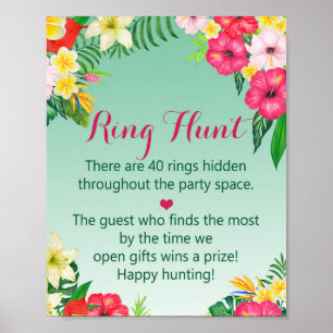 Luau Tropical Ring Hunt Game - Brautparty Zeichen Poster