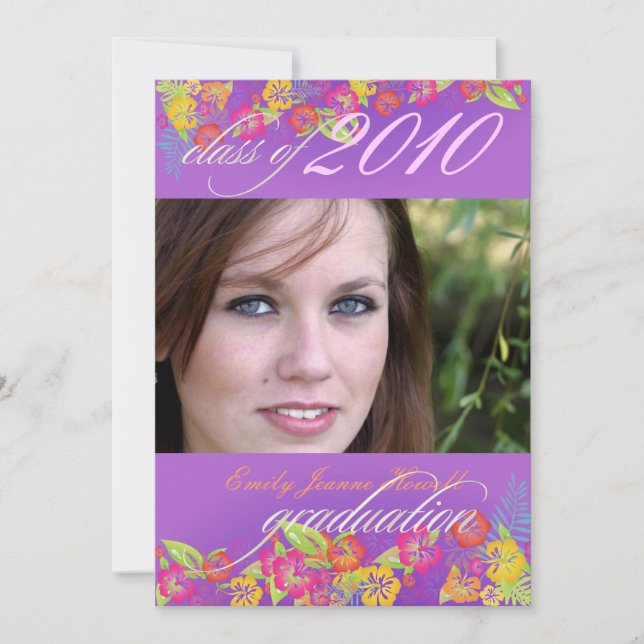 Luau/Tropische Blume Graduierungspartei Einladung (Vorderseite)