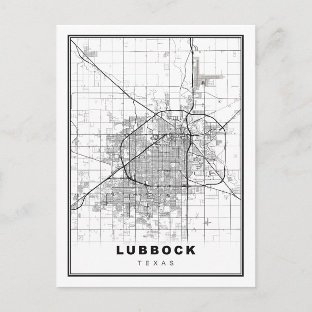 Lubbock Map Feiertagspostkarte (Vorderseite)