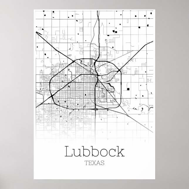 Lubbock Map - Texas - City Map Poster (Vorne)