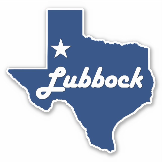 Lubbock, Texas Lone Star Staat Karte Aufkleber (Vorderseite)