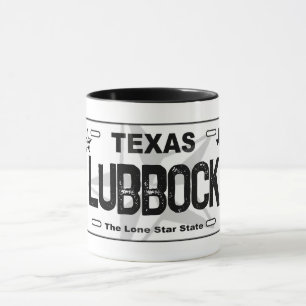 Lubbock Texas schwarze Nummernschild Tasse
