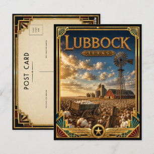 Lubbock Texas Vintage Art Deco Golden Age Postkarte