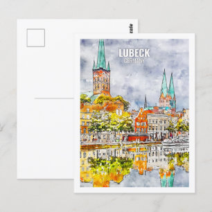 Lubeck Deutschland Berühmte Wasserfarbskizze Postkarte