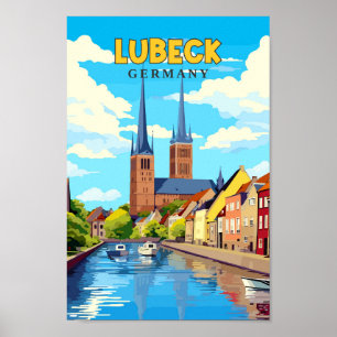 Lubeck Deutschland Reisen Kunst Vintage Illustrati Poster