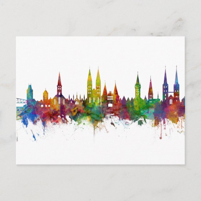Lubeck Germany Skyline Postkarte (Vorderseite)