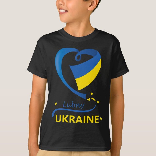 Lubny Ukraine National Flag Heart Emblem Crest  T-Shirt (Vorderseite)