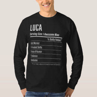 Luca Serving Size Nutrition Label Calories T-Shirt