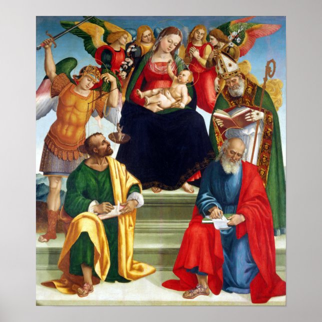 Luca Signorelli Madonna und Kind mit Heiligen Poster (Vorne)