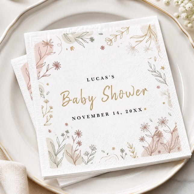 Lucas‘ Aquarell-Wildblumen-Baby-Showers Serviette (Lucas’s Botanical Watercolor Wildflower Baby Showe Napkins)