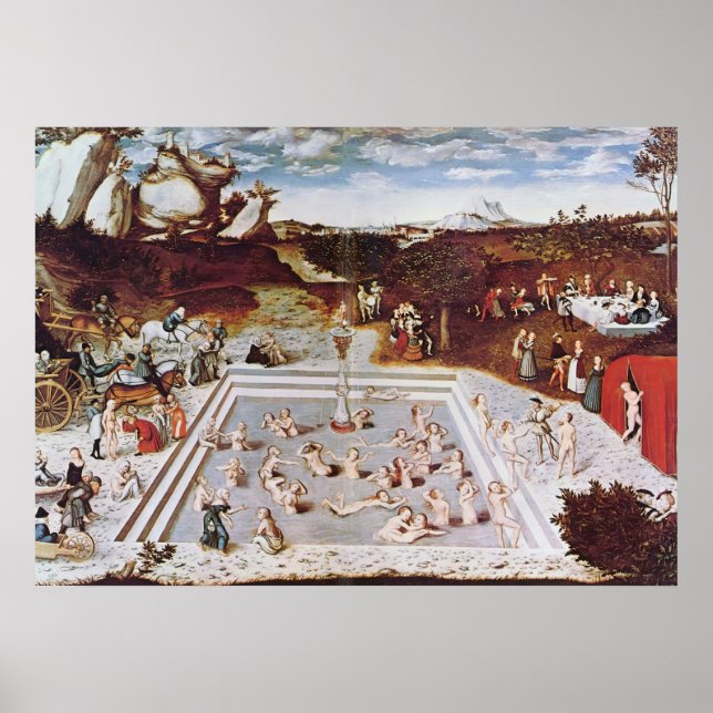 Lucas Cranach der Ältere - Der Jungbrunnen Poster (Vorne)