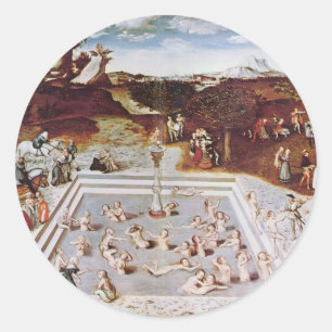 Lucas Cranach der Ältere - Der Jungbrunnen Runder Aufkleber