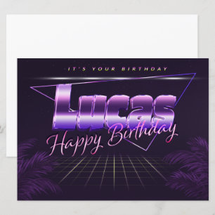 Lucas Name Vorname lila retro Karte Geburtstag