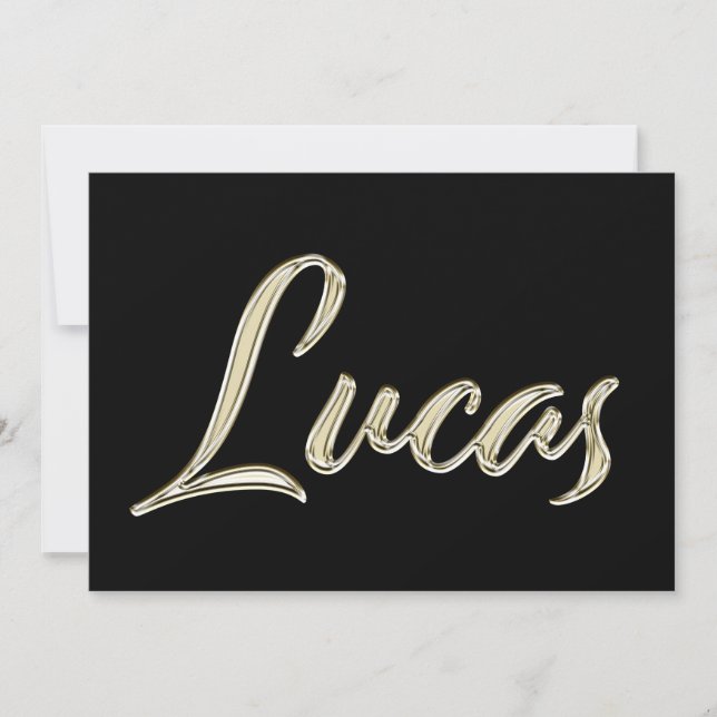 Lucas Name white gold Handwriting Karte (Vorderseite)