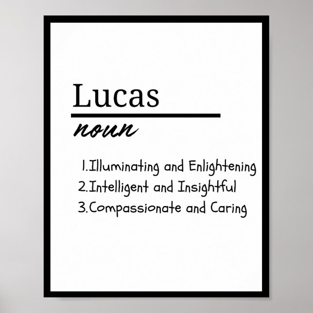 Lucas, Personalisierte Bezeichnung für Junge Poster (Vorne)