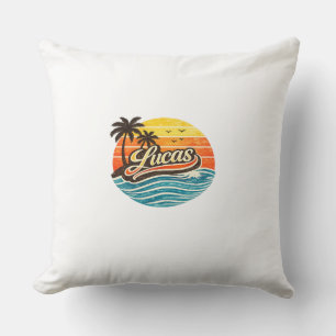 Lucas Retro-Sonnenuntergangs-Name-Design Kissen