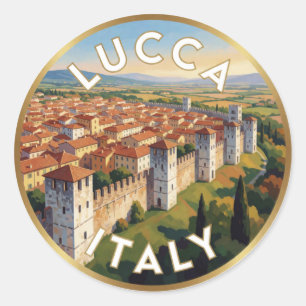 Lucca Italien Historische Reiseszene ☀️ Runder Aufkleber