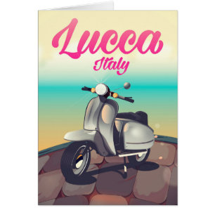 Lucca Italy Scooter Reiseplakat drucken.