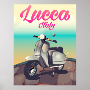 Lucca Italy Scooter Reiseplakat drucken. Poster