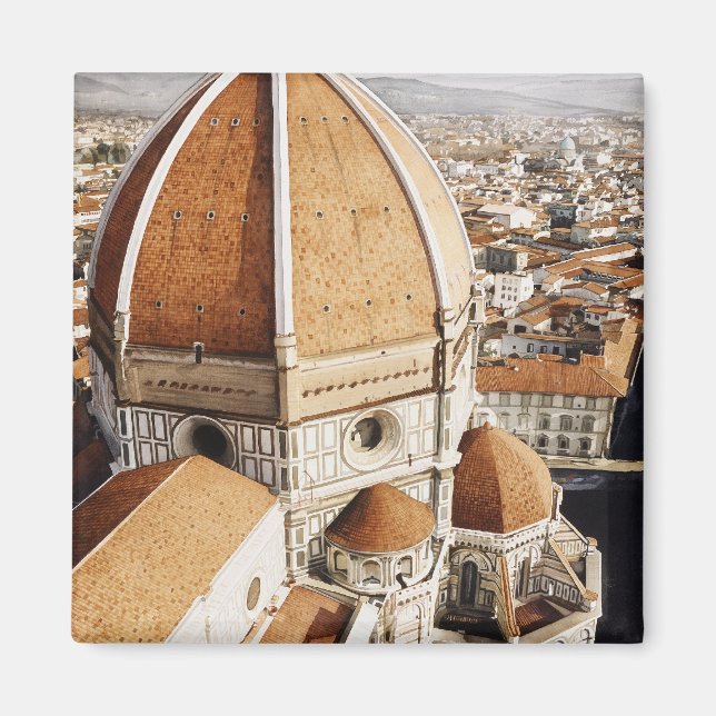 "Luce di Firenze" Der Duomo Italien Wasserfarbe Magnet (Vorne)
