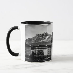 Lucerne city chapel bridge black/white photo mug tasse