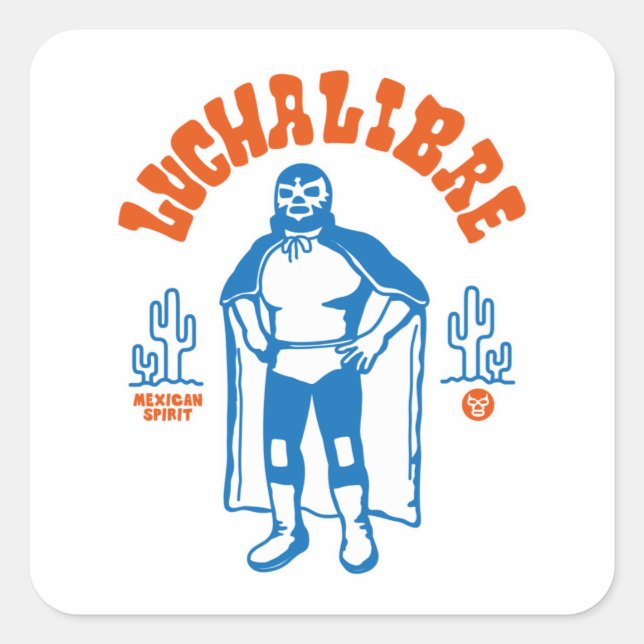 LUCHA LIBRE#127 QUADRATISCHER AUFKLEBER (Vorderseite)