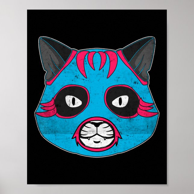 Lucha Libre Cat Wears Luchador Wrestling Mask Poster (Vorne)