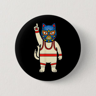 Lucha Libre Katzen Wrestling Luchador Lustig Retro Button