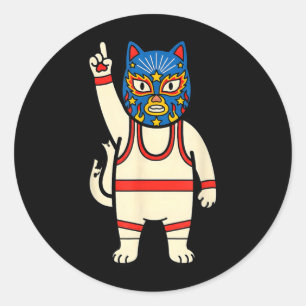 Lucha Libre Katzen Wrestling Luchador Lustig Retro Runder Aufkleber