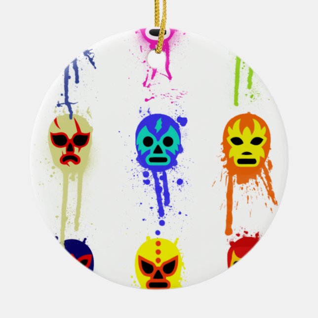 Lucha Libre Masken-mexikanischer Keramik Ornament (Vorne)