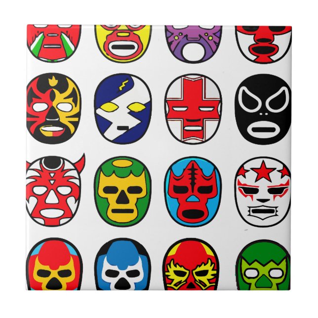 Lucha Libre Maskenringkämpfer Mexikaner-Wrestling Fliese (Vorderseite)
