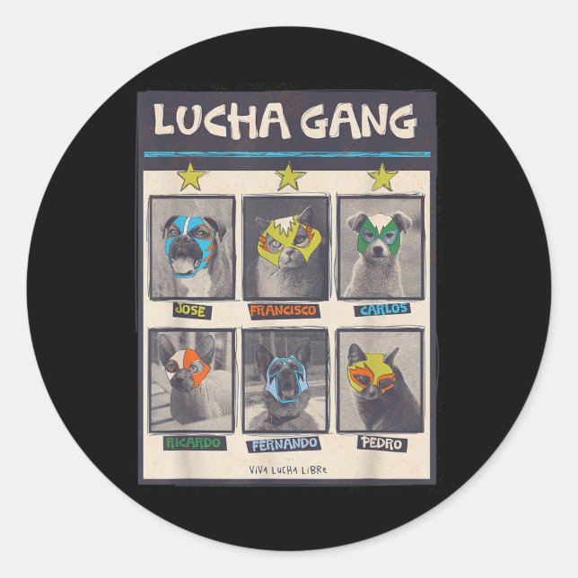 Lucha Libre Mexico Welppy Wrestling Mask Luchador  Runder Aufkleber (Vorderseite)