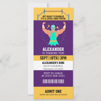Lucha Libre Mexikanische Geburtstags-Ticket-Party Einladung