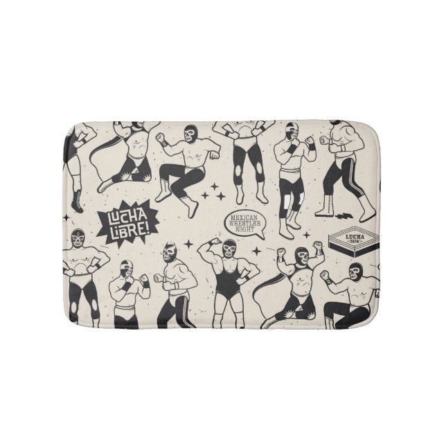 Lucha Libre: Mexikanisches Wrestler-Muster Badematte (Vorderseite)