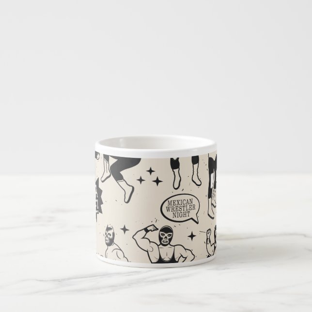 Lucha Libre: Mexikanisches Wrestler-Muster Espressotasse (Vorderseite)