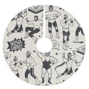 Lucha Libre: Mexikanisches Wrestler-Muster Polyester Weihnachtsbaumdecke