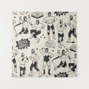 Lucha Libre: Muster eines mexikanischen Ringers Wandteppich
