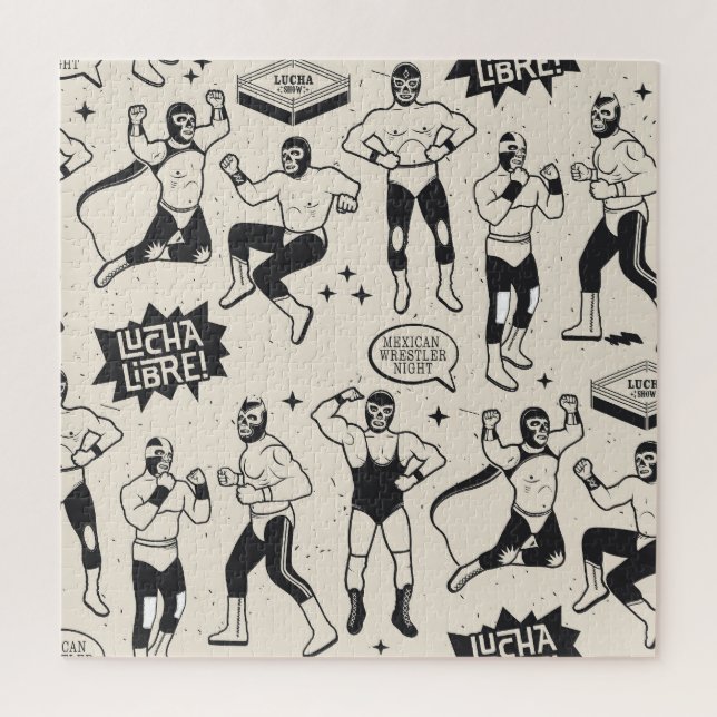 Lucha Libre: Muster mexikanischer Wrestler Puzzle (Vertikal)