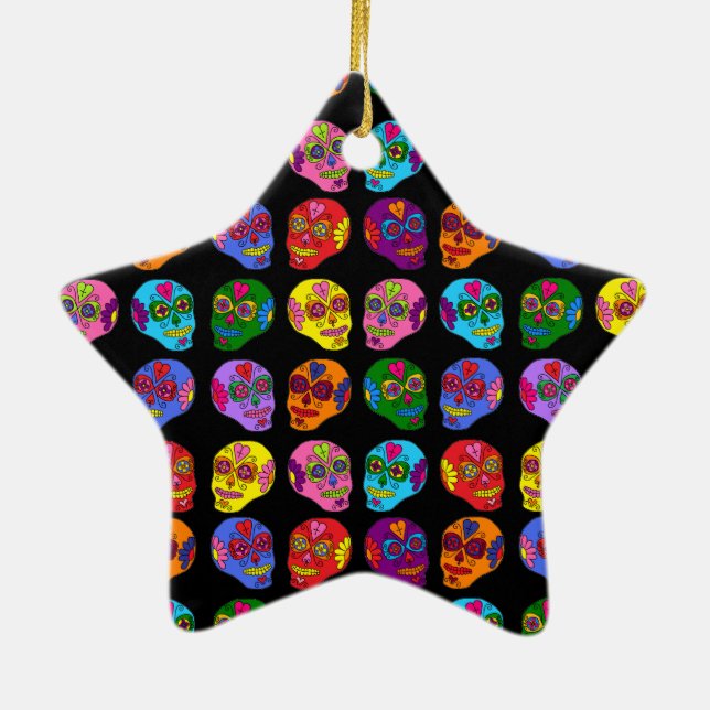 Lucha Libre Sugar Skull Keramik Ornament (Hinten)