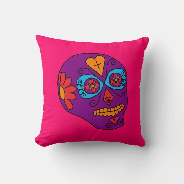 Lucha Libre Sugar Skull Kissen (Vorderseite)