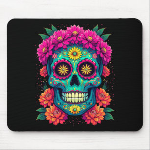 Lucha Libre Totenkopf Blumen Tag der Regierungsbeh Mousepad