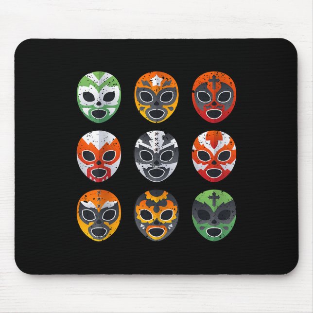 Lucha Libre Wrestling Mask Cinco De Mayo Mexican B Mousepad (Vorne)