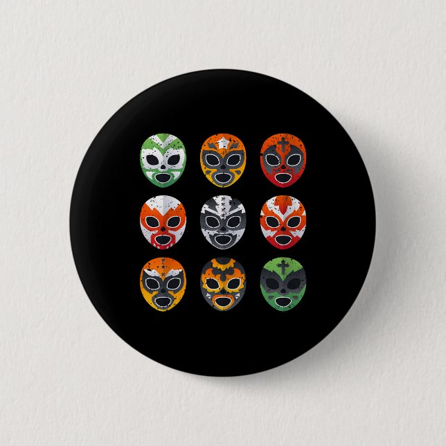 Lucha Libre Wrestling Maske Cinco De Mayo Mexikani Button (Vorderseite)