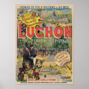 Luchon France Vintag Railroad Poster 1890