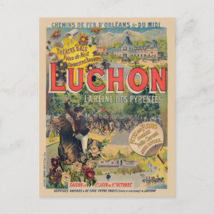 Luchon Frankreich Vintage Eisenbahnplakat 1890 Postkarte